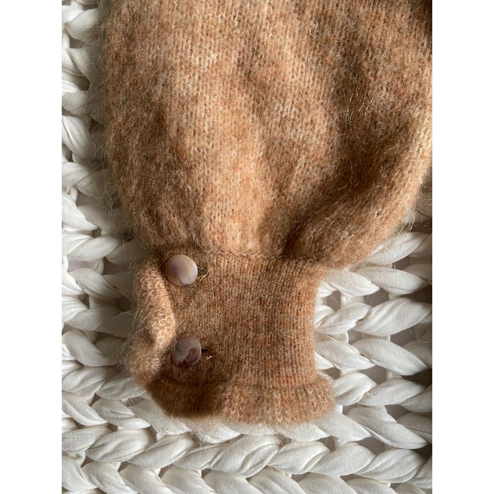 Sézane Mia Mohair La Maille Camel Brown Knit Cardigan XS Frill Ruffle Cuff - Picture 10 of 14